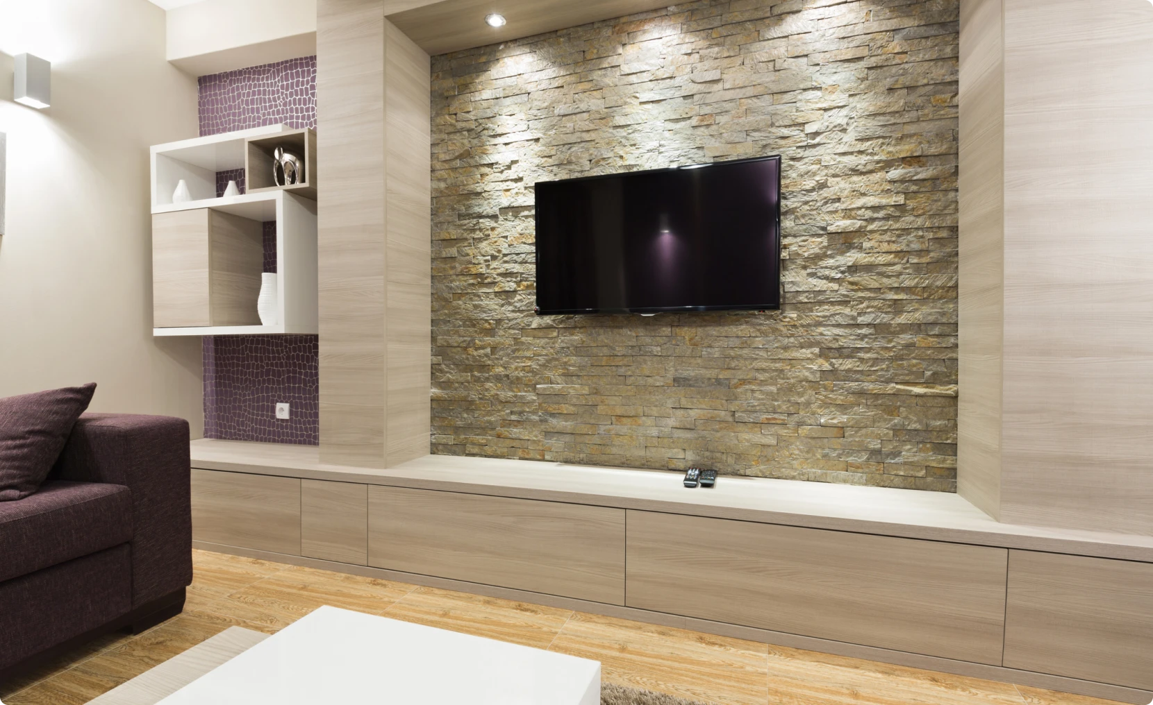 Contemporary living space featuring minimalist design
